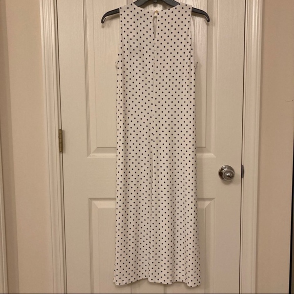 Lauren Ralph Lauren Polka-Dot Jersey Midi Dress in Cream/Navy Size 4 - Picture 5 of 9